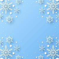 Merry Christmas with snowflakes background in paper cut and blank space vector