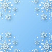 Merry Christmas with snowflakes background in paper cut and blank space vector