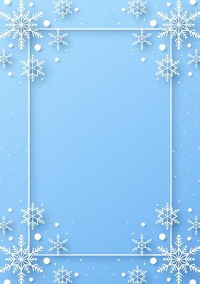Merry Christmas with rectangle frame and snowflakes in the corner in paper cut