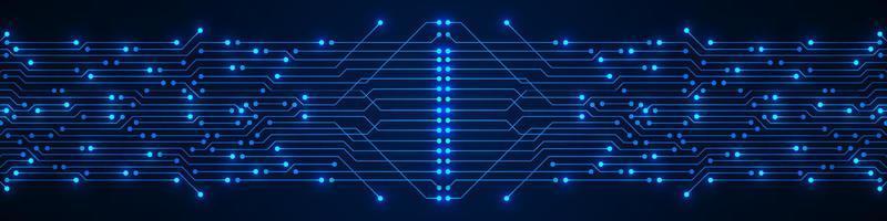 Fondo de tecnología abstracta, placa de circuito y microchip, línea de alimentación digital. vector