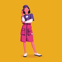 Simple Outfit For Younger Female Style Flat Illustration On Isolated Background vector