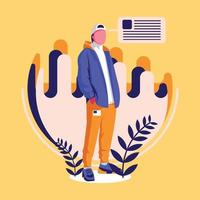 los hombres de moda miran con estilo casual en la ilustración plana de fondo aislado vector