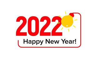 2022 numbers illuminated by lamp light in frame, wishing happy new year, creative New Year's greeting card, vector illustration