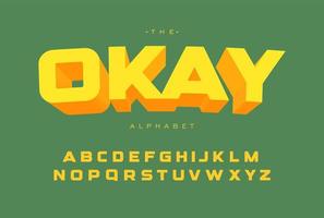 Bright alphabet template. Geometric simple bold font for headlines and uppercase text. Isolated vector letters on green background.