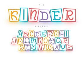 Childish handwriting hand drawn colorful font set vector