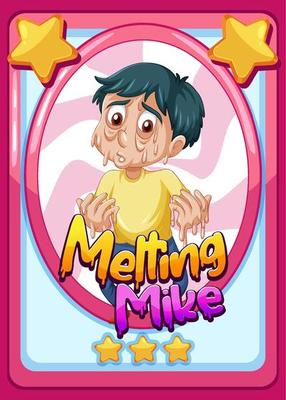 Character game card template with word Melting Mike