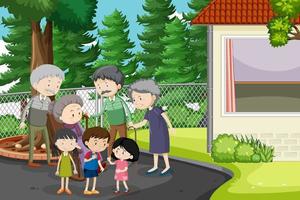 Outdoor scene with member of family vector