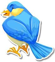 Cute blue bird animal cartoon sticker vector