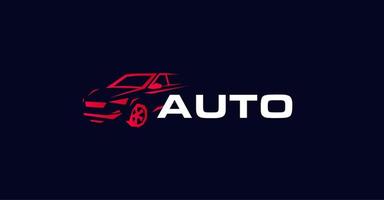 concepto de logo de vector de estilo de contorno de coche. auto silueta icono aislado sobre fondo negro. logotipo automotriz para servicio de diagnóstico y reparación de automóviles