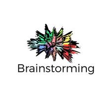 Brain explosion logo template. Brainstorming icon. Brain disease, psychology and psychotherapy symbol. Learning or stress, education emblem. Intense brain work, vector illustration.
