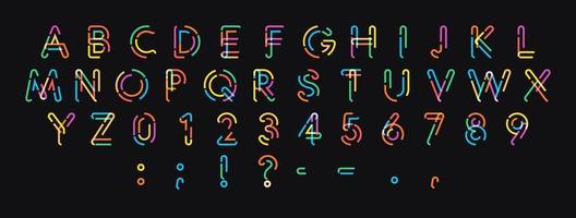 Vector letters, numbers and signs from dotted colored line. Trendy modern alphabet design for beautiful design of logos, posters and banners. Vector font.