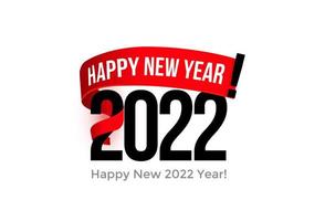 New Year poster design with 2022 numbers, happy new year wish on red ribbon, winter scarf. Vector illustration