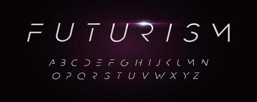 Futurism style alphabet. Thin segment line font, minimalist type for modern futuristic logo, elegant monogram, digital device and hud graphic. Minimal style letters, vector typography design.