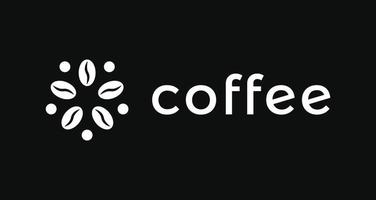 Coffee logo, modern concept. Coffee bean icon. Abstract energy drink logo template. Isolated vector emblem on blank background.