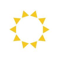 Summer symbol. Sun modern icon. Sunny circle shape. Isolated vector logo concept on white background