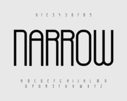 Narrow bold font with thin tall letters vector