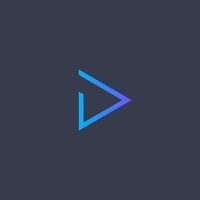 Play icon. Abstract blue gradient line triangle button. SImple flat abstract logo template. Modern emblem idea. Logotype concept design for media. Isolated vector illustration