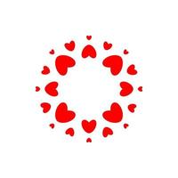 Abstract love logo. Circle of hearts. Frame for love photo. Happy family symbol. Vector isolated emblem template on white background.