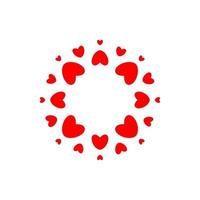 Abstract love logo. Circle of hearts. Frame for love photo. Happy family symbol. Vector isolated emblem template on white background.