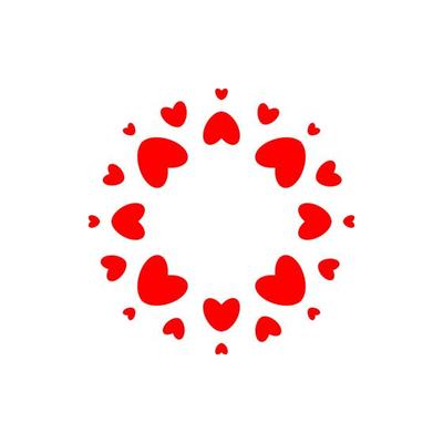 Abstract love logo. Circle of hearts. Frame for love photo. Happy family symbol. Vector isolated emblem template on white background.