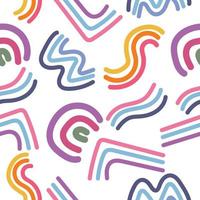 Simple Free Hand Drawing of Colorful Curvy Line Shapes Seamless Background Pattern