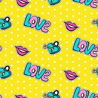 Seamless pattern with fashionable patch set vector