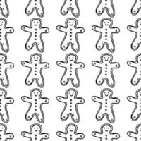 Christmas gingerbread man. seamless pattern with cookies. christmas background. doodle vector illustration
