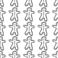 Christmas gingerbread man. seamless pattern with cookies. christmas background. doodle vector illustration