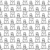 seamless snowman background. set of cartoon snowman. vector