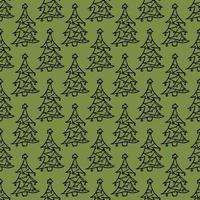 seamless pattern with christmas trees on green background vector