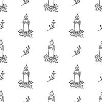 seamless pattern with Christmas candles vector