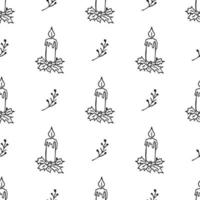 seamless pattern with Christmas candles vector