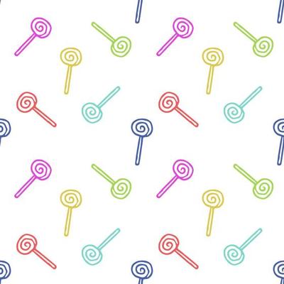 seamless pattern with multicolored candies on white background
