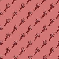 seamless pattern with red crayfish vector