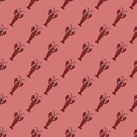 seamless pattern with red crayfish vector