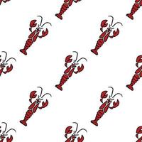 seamless pattern with red crayfish vector