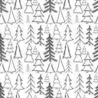 Doodle seamless pattern with christmas trees vector