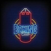 Boxing Club Neon Signs Style Text Vector
