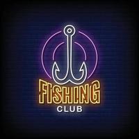 Fishing Club Neon Signs Style Text Vector