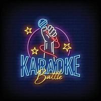 vector de texto de estilo de letreros de neón de batalla de karaoke