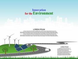 Power generation system renewable Clean energy from nature, such as wind, solar, water energy, can be used to produce electricity.Vector template infographic Timeline of business operations with flags vector