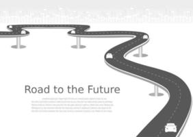 Roadway journey to the future. Asphalt street isolated on white background. Symbols Way to the goal of the end point. Path mean successful business planning Suitable for advertising and presentstation vector