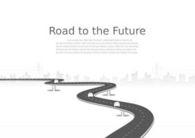 Roadway journey to the future. Asphalt street isolated on white background. Symbols Way to the goal of the end point. Path mean successful business planning Suitable for advertising and presentstation vector