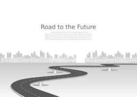 Roadway journey to the future. Asphalt street isolated on white background. Symbols Way to the goal of the end point. Path mean successful business planning Suitable for advertising and presentstation vector