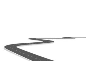 Roadway journey to the future. Asphalt street isolated on white background. Symbols Way to the goal of the end point. Path mean successful business planning Suitable for advertising and presentstation vector