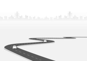 Roadway journey to the future. Asphalt street isolated on white background. Symbols Way to the goal of the end point. Path mean successful business planning Suitable for advertising and presentstation vector