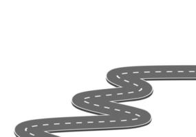 Roadway journey to the future. Asphalt street isolated on white background. Symbols Way to the goal of the end point. Path mean successful business planning Suitable for advertising and presentstation vector
