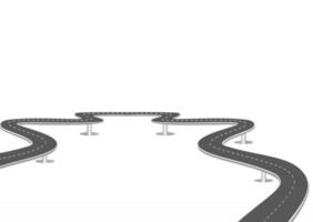 Roadway journey to the future. Asphalt street isolated on white background. Symbols Way to the goal of the end point. Path mean successful business planning Suitable for advertising and presentstation vector