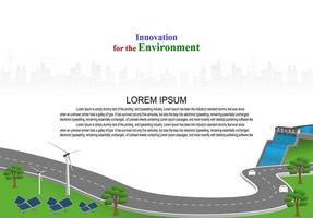 Power generation system renewable Clean energy from nature, such as wind, solar, water energy, can be used to produce electricity.Vector template infographic Timeline of business operations with flags vector