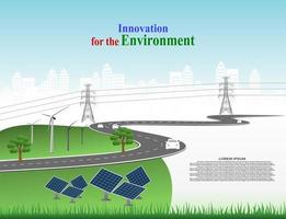 Power generation system renewable Clean energy from nature, such as wind, solar, water energy, can be used to produce electricity.Vector template infographic Timeline of business operations with flags vector